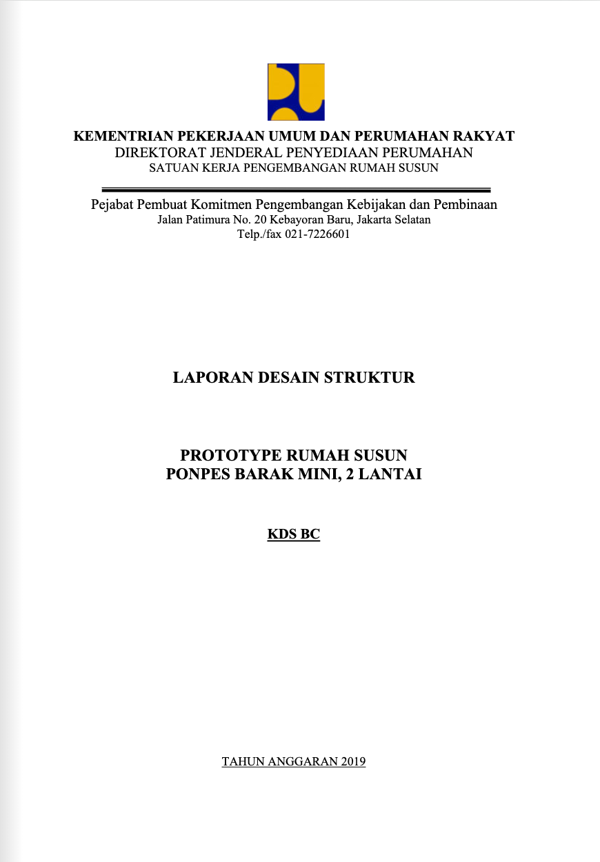 Laporan Desain Struktur Prototype Rumah Susun Ponpes Barak Mini, 2 Lantai